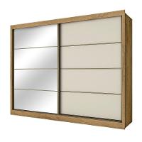 Guarda Roupa Sevilha 1 Porta Espelhada 100% Mdf Mademarcs Amêndoa-off White-amêndoa - 1