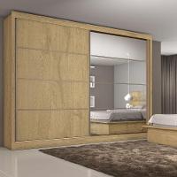 Guarda Roupa Sevilha 1 Porta Espelhada 100% Mdf Mademarcs Amêndoa-off White-amêndoa