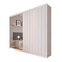 Guarda Roupa Rustic 1 Porta Ripado E 1 Porta Com Espelho Branco Acetinado - 1