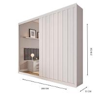 Guarda Roupa Rustic 1 Porta Ripado E 1 Porta Com Espelho Branco Acetinado - 3