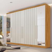 Guarda Roupa Oxford 6 Portas 4 Ripadas 4 Gavetas Com Espelho Peroba-off White - 2