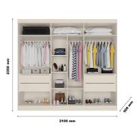 Guarda Roupa Oxford 6 Portas 4 Ripadas 4 Gavetas Com Espelho Off White - 3