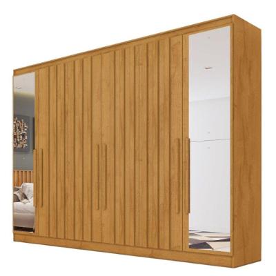 Guarda Roupa Oxford 6 Portas 4 Ripadas 4 Gavetas Com Espelho Peroba