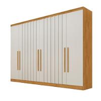 Guarda Roupa Oxford 6 Portas 4 Ripadas 4 Gavetas 100% Mdf Peroba-off White - 1