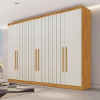 Guarda Roupa Oxford 6 Portas 4 Ripadas 4 Gavetas 100% Mdf Peroba-off White - 2