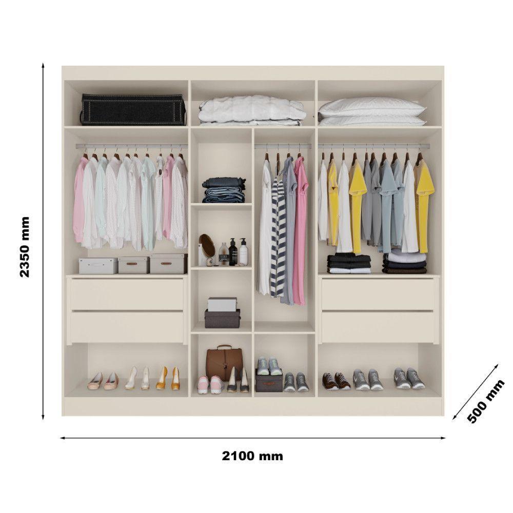 Guarda Roupa Oxford 6 Portas 4 Ripadas 4 Gavetas 100% Mdf Off White - 3