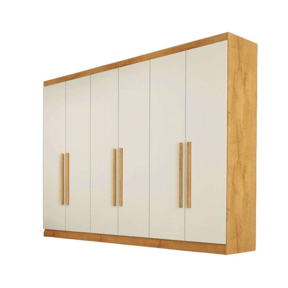 Guarda Roupa Oslo 6 Portas 6 Gavetas 100% Mdf Mademarcs Peroba-off White - 2
