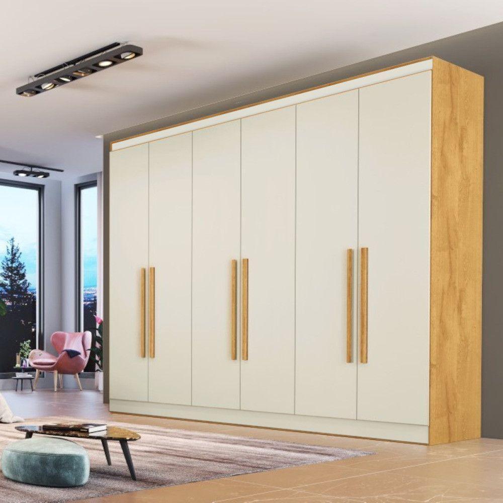Guarda Roupa Oslo 6 Portas 6 Gavetas 100% Mdf Mademarcs Peroba-off White - 3