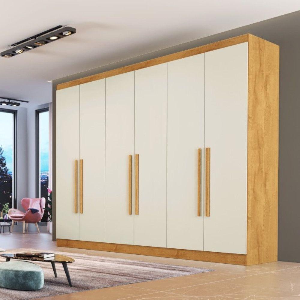 Guarda Roupa Oslo 6 Portas 6 Gavetas 100% Mdf Mademarcs Peroba-off White - 4