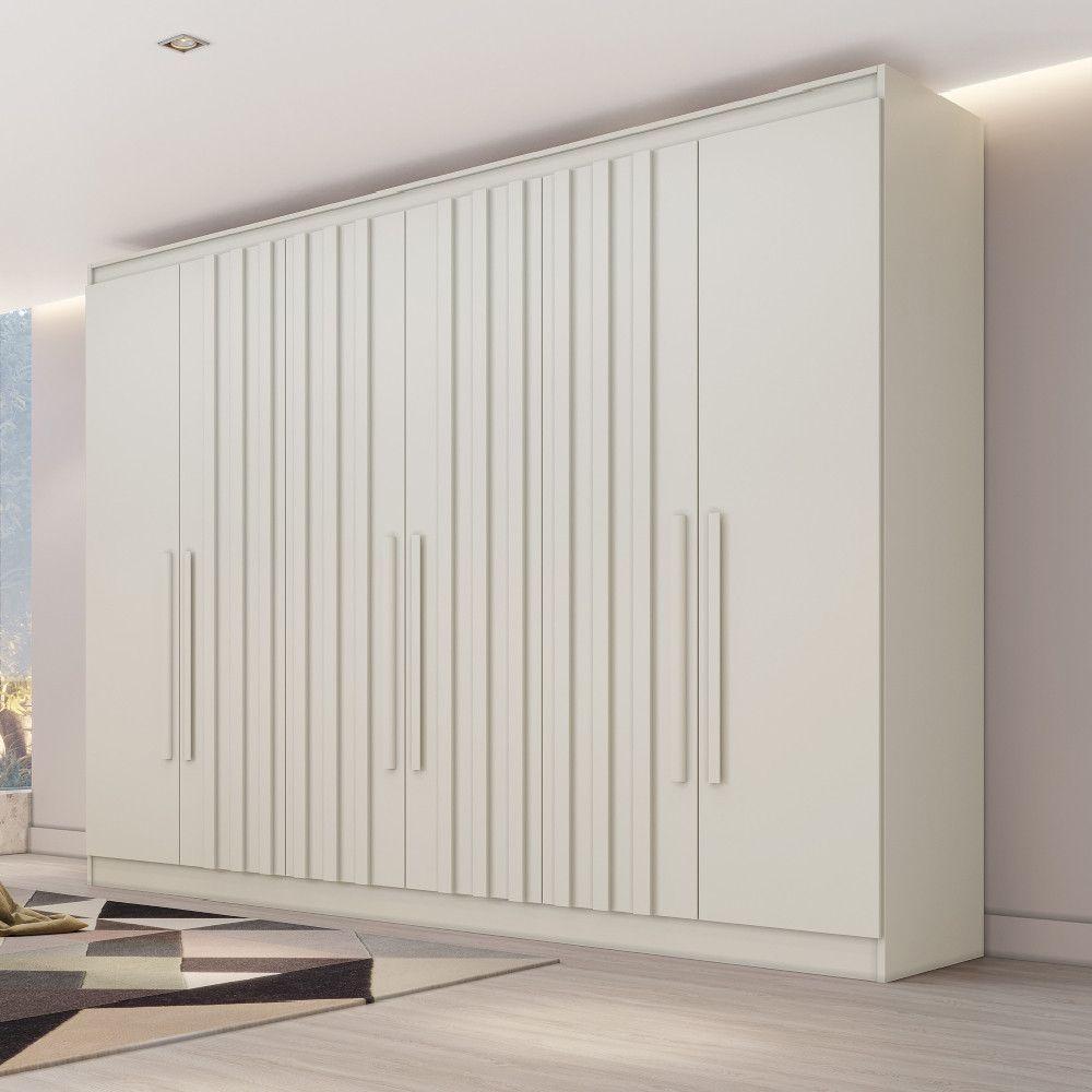 Guarda Roupa Oxford 6 Portas 4 Portas Ripado 6 Gavetas Off White - 2