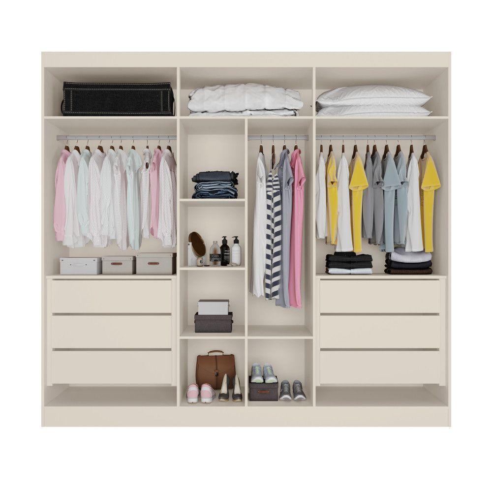 Guarda Roupa Oxford 6 Portas 4 Portas Ripado 6 Gavetas Off White - 4