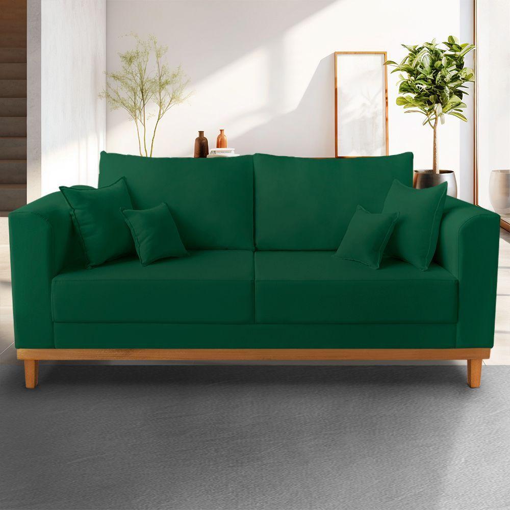 Sofá Viena Beny 3 Lugares Suede Verde - 2