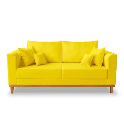Sofá Viena Beny 3 Lugares Suede Amarelo