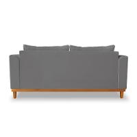Sofá Viena Beny 3 Lugares Com Base De Madeira Suede Cinza