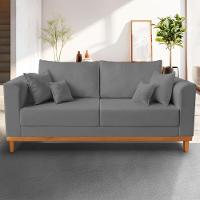 Sofá Viena Beny 3 Lugares Linho Grafite - 2