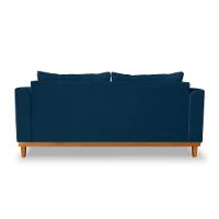 Sofá Viena Beny 3 Lugares Com Base De Madeira Linho Azul - 5