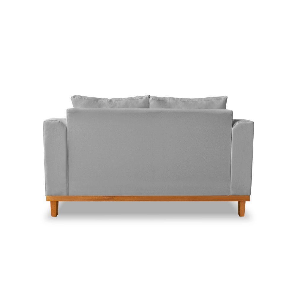 Sofá Viena Beny 2 Lugares Com Base De Madeira Linho Cinza - 4