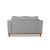 Sofá Viena Beny 2 Lugares Com Base De Madeira Linho Cinza