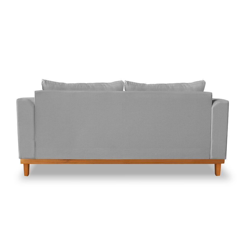Sofá Viena Beny 03 Lugares Com Base De Madeira Linho Cinza - 5