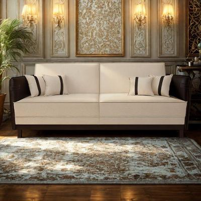 Sofá Modular 3 Lugares Filipi 2,12m Suede Bege - Corino Marrom