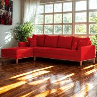 Sofá 4 Lugares Beny Com Chaise Esquerdo Suede Vermelho - 1