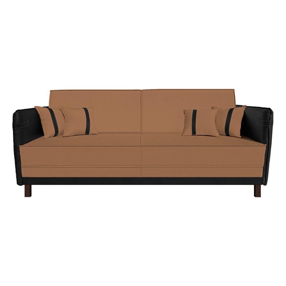 Sofá Modular 3 Lugares Filipi 2,12m Corino Terracota - Corino Preto - 2