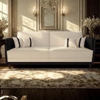 Sofá Modular 3 Lugares Filipi 2,12m Corino Bege - Corino Preto - 1