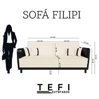 Sofá Modular 3 Lugares Filipi 2,12m Corino Bege - Corino Preto - 5