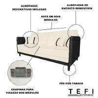 Sofá Modular 3 Lugares Filipi 2,12m Corino Bege - Corino Preto - 6