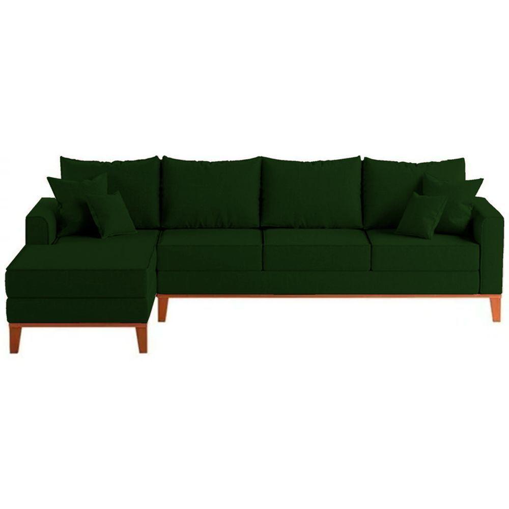 Sofá 4 Lugares Beny Com Chaise Esquerdo Suede Verde - 2