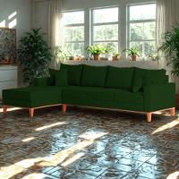Sofá 4 Lugares Beny Com Chaise Esquerdo Suede Verde - 1