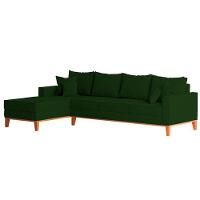 Sofá 4 Lugares Beny Com Chaise Esquerdo Suede Verde - 5