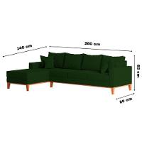 Sofá 4 Lugares Beny Com Chaise Esquerdo Suede Verde - 6