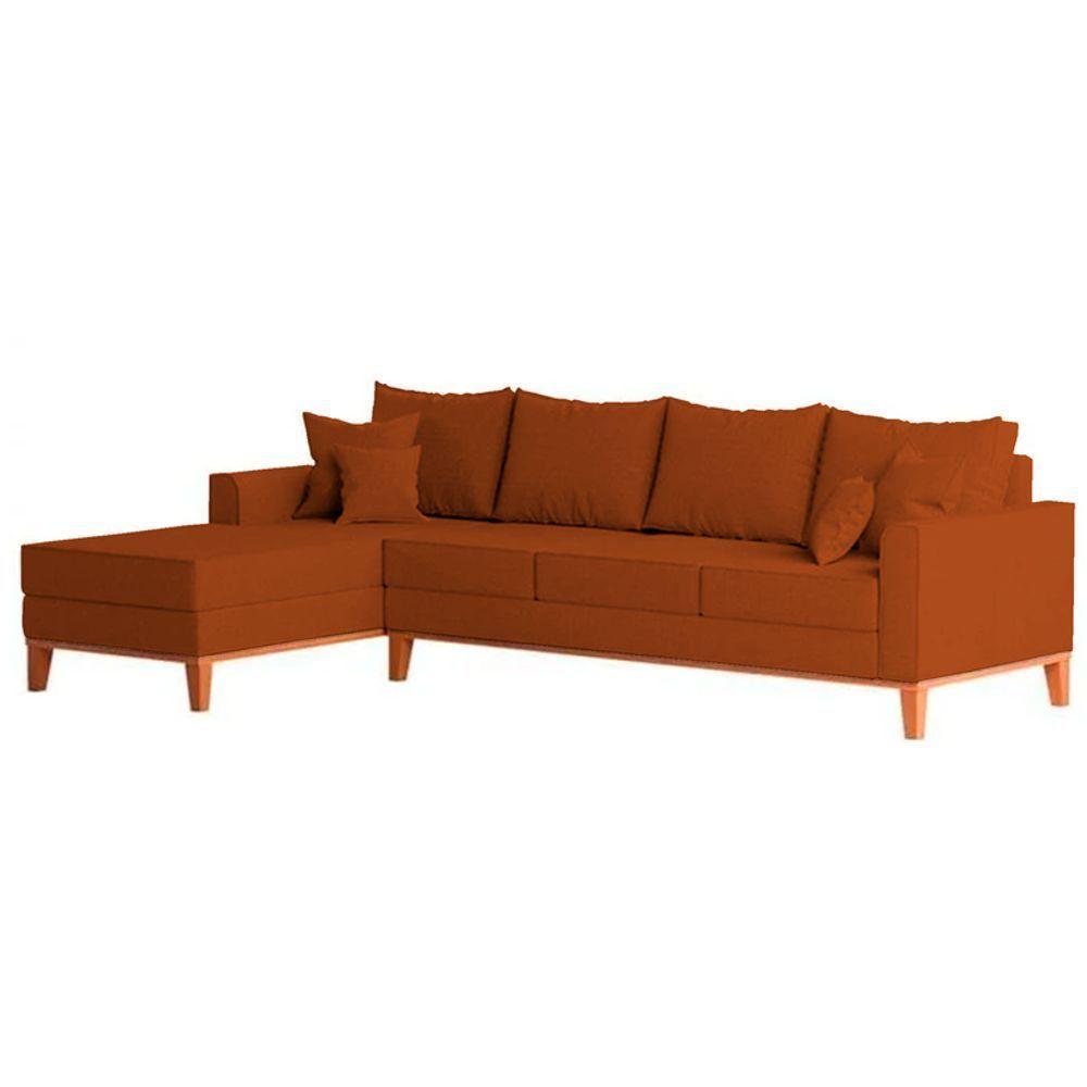 Sofá 4 Lugares Beny Com Chaise Esquerdo Suede Terracota - 4