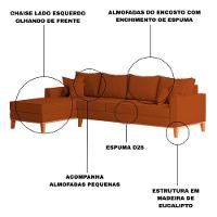Sofá 4 Lugares Beny Com Chaise Esquerdo Suede Terracota - 3
