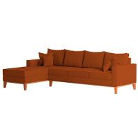 Sofá 4 Lugares Beny Com Chaise Esquerdo Suede Terracota