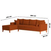 Sofá 4 Lugares Beny Com Chaise Esquerdo Suede Terracota - 5