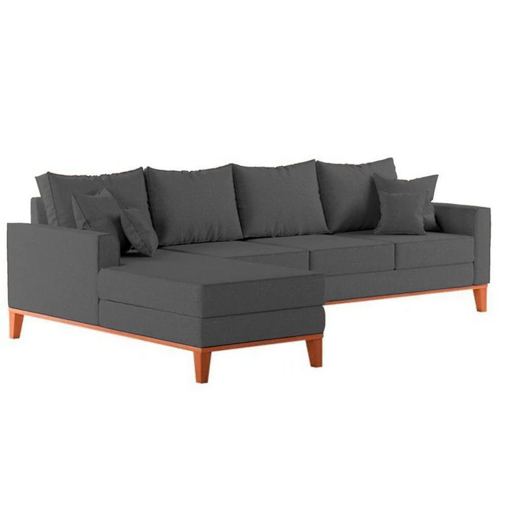 Sofá 4 Lugares Beny Com Chaise Esquerdo Suede Cinza - 4