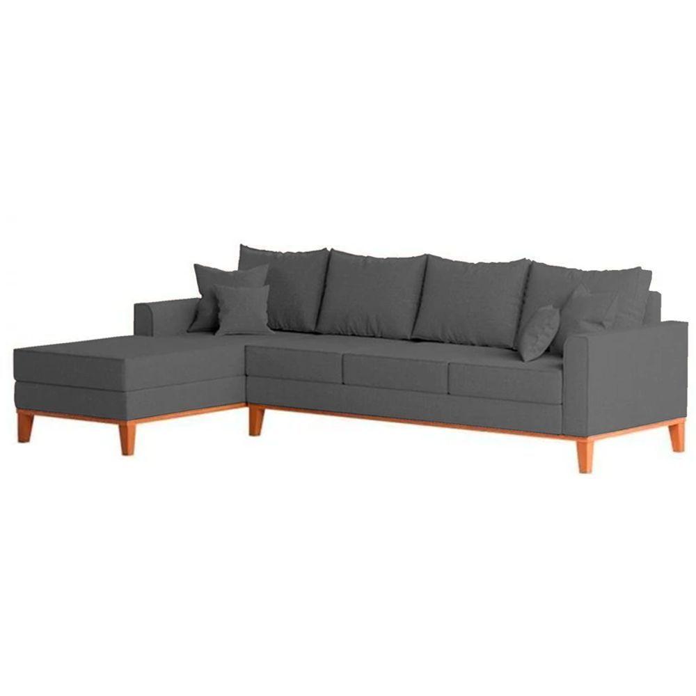 Sofá 4 Lugares Beny Com Chaise Esquerdo Suede Cinza - 5