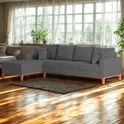 Sofá 4 Lugares Beny Com Chaise Esquerdo Suede Cinza