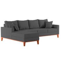 Sofá 4 Lugares Beny Com Chaise Esquerdo Suede Cinza