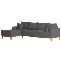 Sofá 4 Lugares Beny Com Chaise Esquerdo Suede Cinza - 5