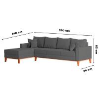 Sofá 4 Lugares Beny Com Chaise Esquerdo Suede Cinza - 6