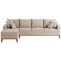Sofá 4 Lugares Beny Com Chaise Esquerdo Linho Bege - 2