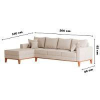 Sofá 4 Lugares Beny Com Chaise Esquerdo Linho Bege - 6