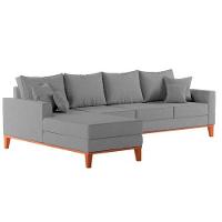 Sofá 4 Lugares Beny Com Chaise Esquerdo Linho Cinza