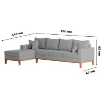 Sofá 4 Lugares Beny Com Chaise Esquerdo Linho Cinza - 6