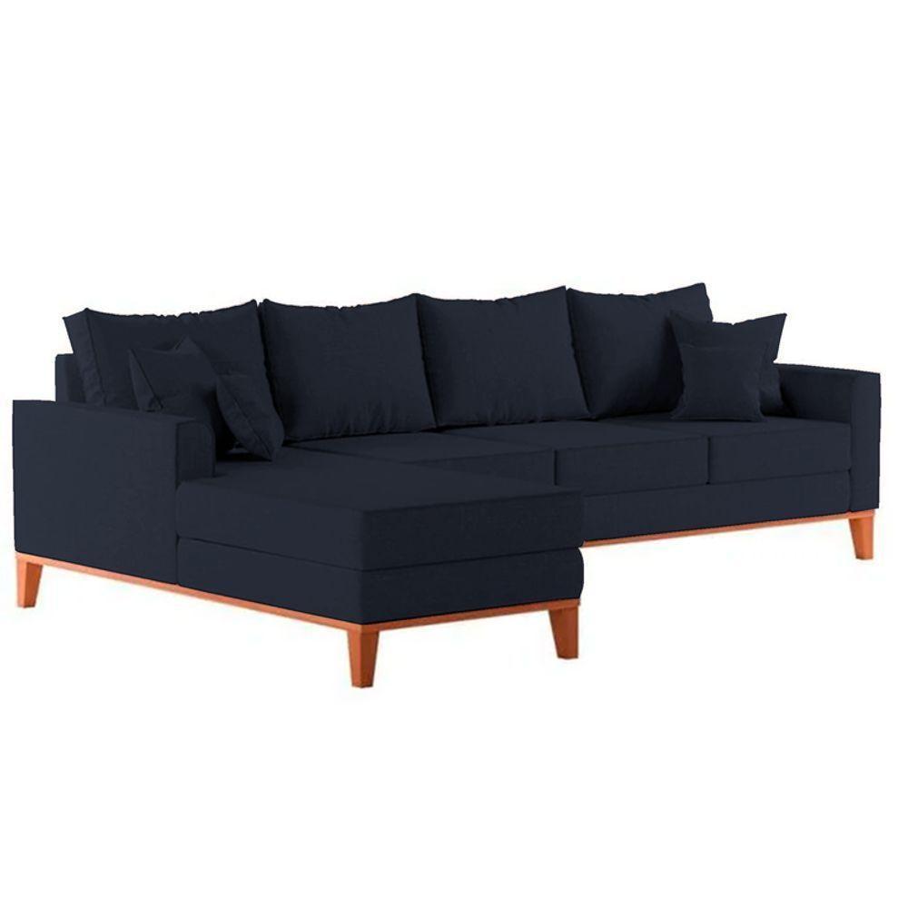 Sofá 4 Lugares Beny Com Chaise Esquerdo Linho Azul - 4