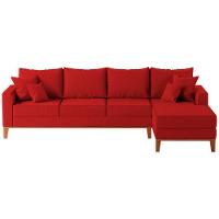 Sofá 4 Lugares Beny Com Chaise Direito Suede Vermelho - 2