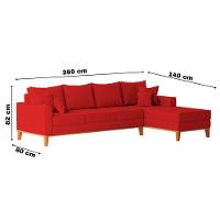 Sofá 4 Lugares Beny Com Chaise Direito Suede Vermelho - 6